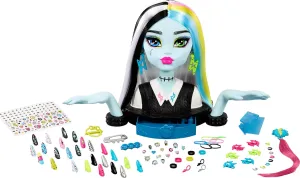 Monster High Frankie Stein Doll Head for Hairstyling with 65  Accessories Including Wear & Share Nails, Hair Ties, Barrettes & Stickers