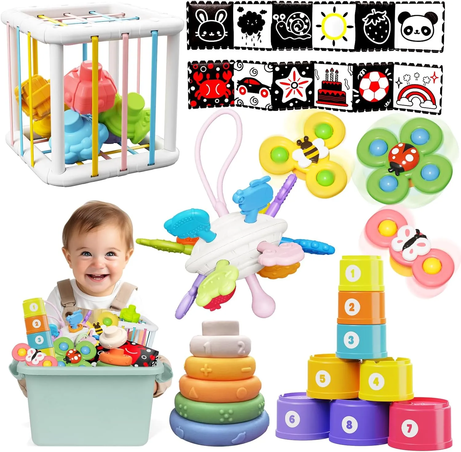 Montessori Toy for Babies 6-12 Months, Baby Toys 6  12 Months, Montessori Toy for 1  Year Old, Infant Toys 6-12 Months, 6 in 1 Baby Girl Boy Gifts