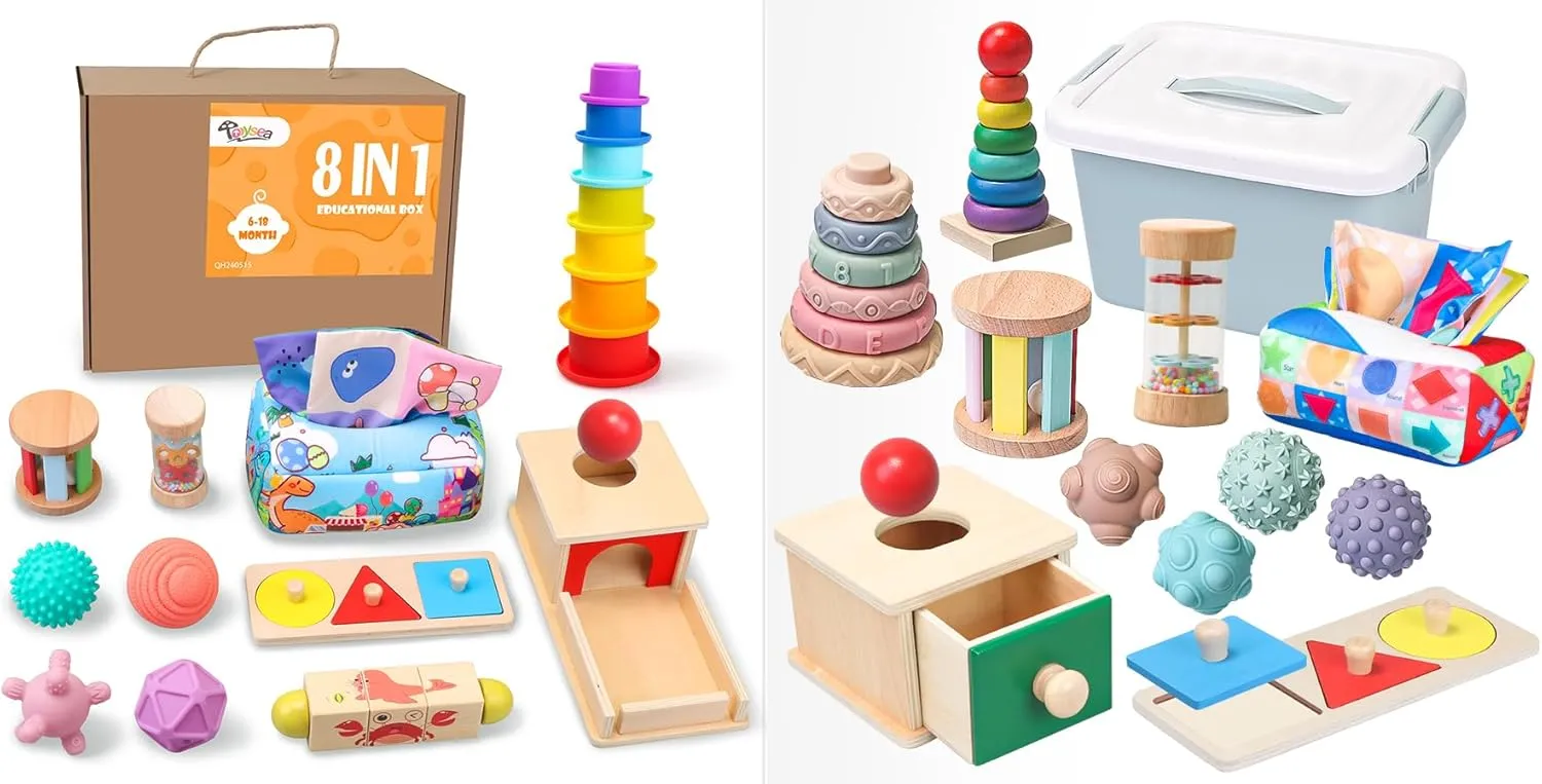 Montessori Toys for Babies 6-18 Months, Learning Educational Set Wooden Sensory Toys