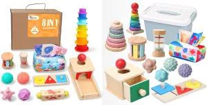 Montessori Toys for Babies 6-18 Months, Learning Educational Set Wooden Sensory Toys