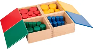 Montessori Wooden Knobless Color Cylinder Blocks, Baby Games Stacked Arrangement Block, Stacking Toys for Toddler 1-3 Activities, Educational Toys (Set of 4)