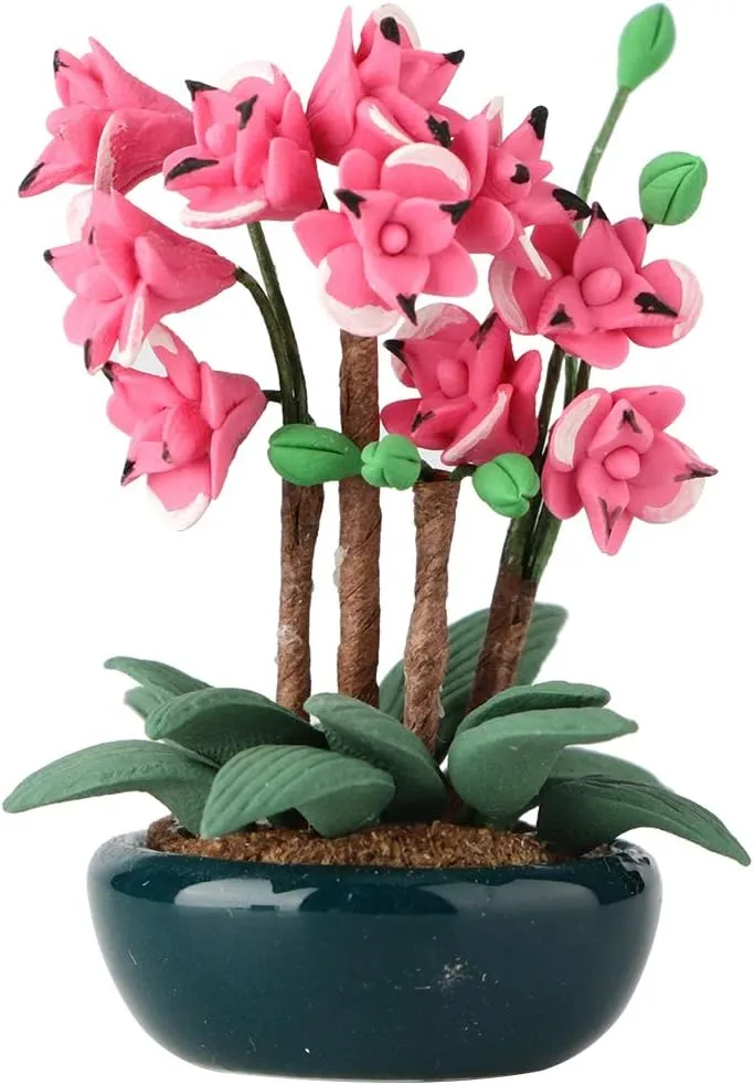 Mootea Doll House Flower, Flower Accessory Miniature Bonsai Garden Toy 1/12 Doll House Balcony Decoration for Patio Balcony Living Room