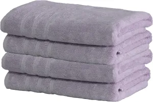 Mosobam Luxury Turkish Set of 4 Bath Towels 30X58 Lavender Aura Oversize 700 GSM Bamboo Viscose & Aegean Turkish Combed Cotton