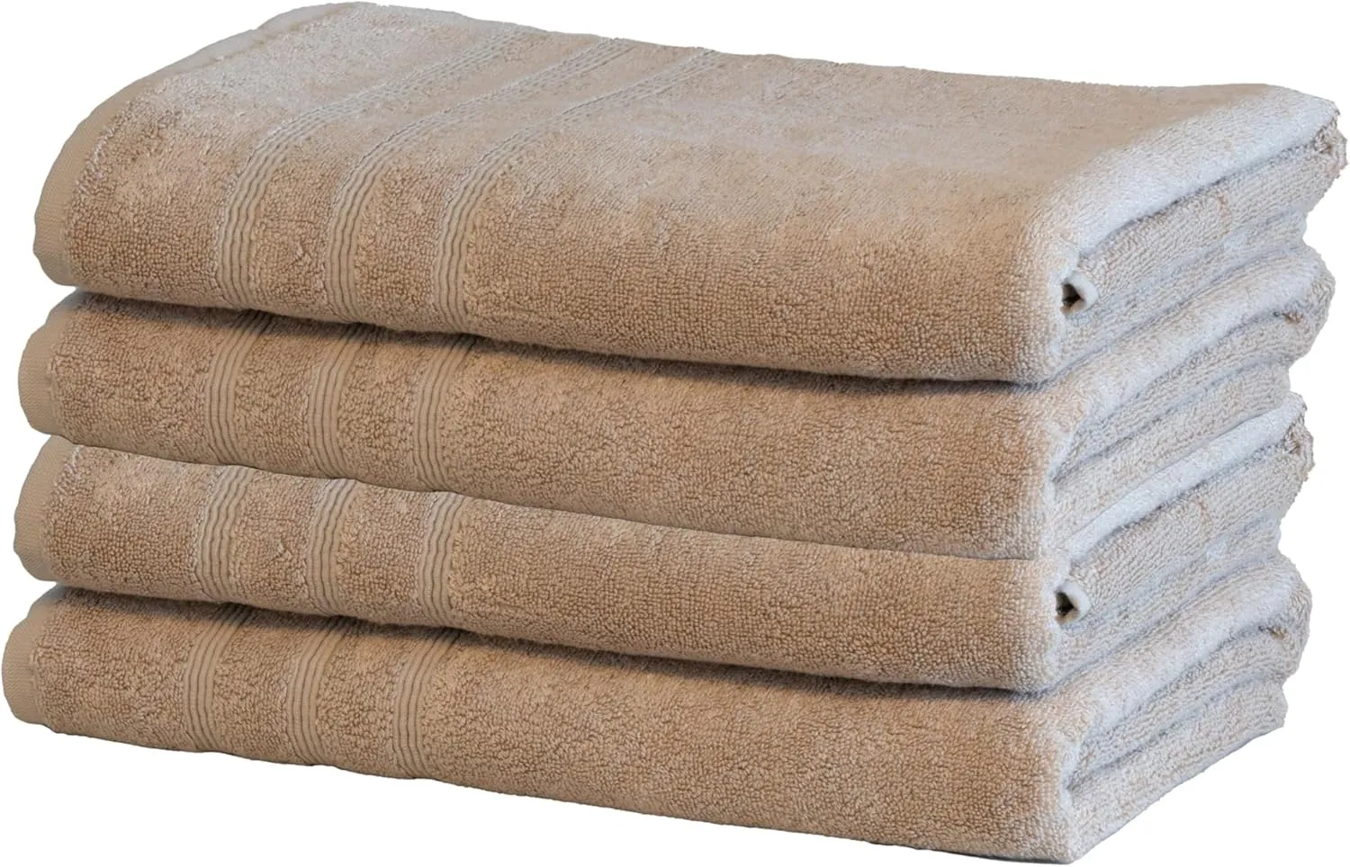Mosobam Luxury Turkish Set of 4 Bath Towels 30X58 Light Taupe Oversize 700 GSM Bamboo Viscose & Aegean Turkish Combed Cotton