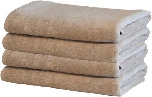 Mosobam Luxury Turkish Set of 4 Bath Towels 30X58 Light Taupe Oversize 700 GSM Bamboo Viscose & Aegean Turkish Combed Cotton