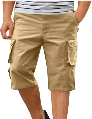 Muscularfit Men's Summer Streetwear Cotton Shorts Fashion Solid Color Outdoor Casual Shorts Loose Fit Cargo Short with Pocket