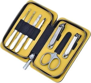 Nail Clipper Set Manicure Set Nail Clipper Set, Manicure Set, 7 Pieces Portable Steel Manicure Set for Men, Professional Pedicure Grooming Set with Black Leather Case Manicure Set
