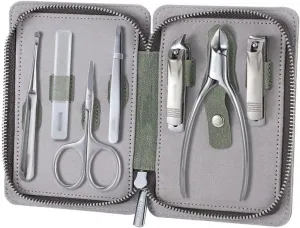 Nail Clippers Set, Portable Nail Clipper Set, 7 Pieces Pedicure Grooming Kit for Men Women, Sharp Finger&Toe Nail Tool, Personal Care Manicure Kit with Leather Case,Personal Care Set(Green)