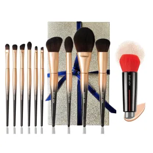 Natural Sable Hair Makeup Brush Set Professional, Cosmetic Brushes Makeup Set with Gift Box   Double End Kabuki Foundation Brush