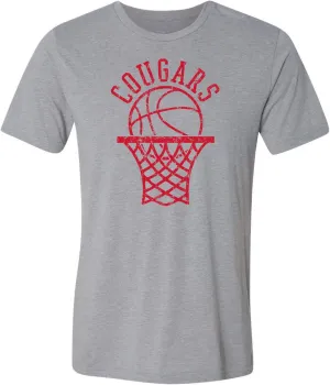 NCAA Retro Basketball Hoop, Team Color Canvas Triblend T Shirt, College, University