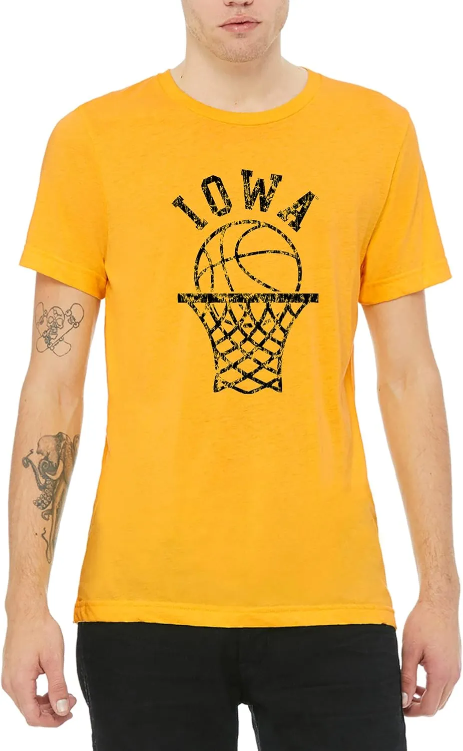 NCAA Retro Basketball Hoop, Team Color Canvas Triblend T Shirt, College, University