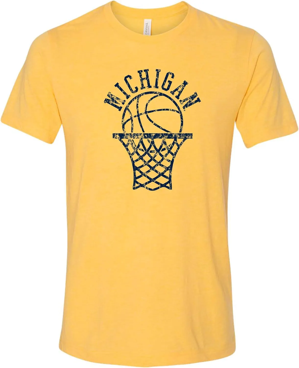 NCAA Retro Basketball Hoop, Team Color Canvas Triblend T Shirt, College, University