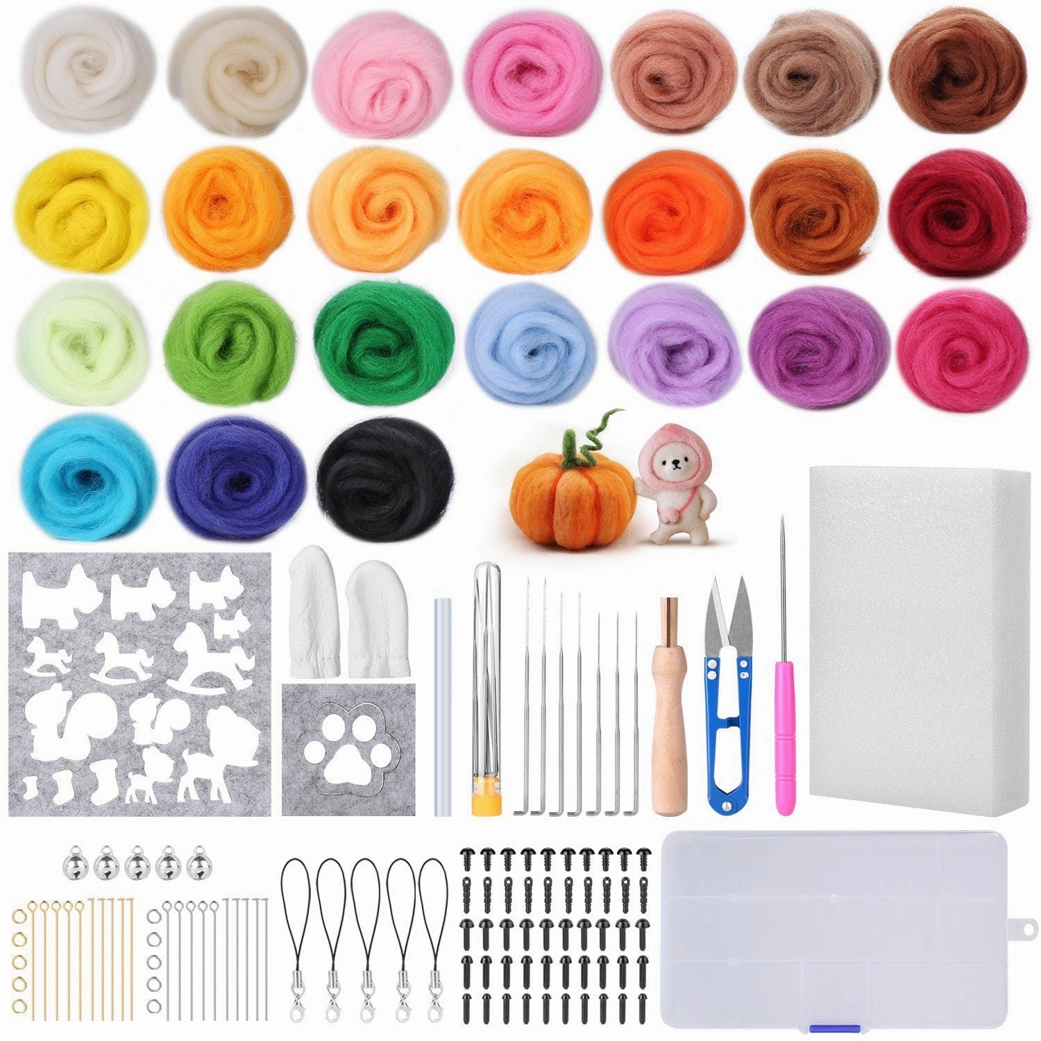 Needle Felting Kit with 24 Colors Wool