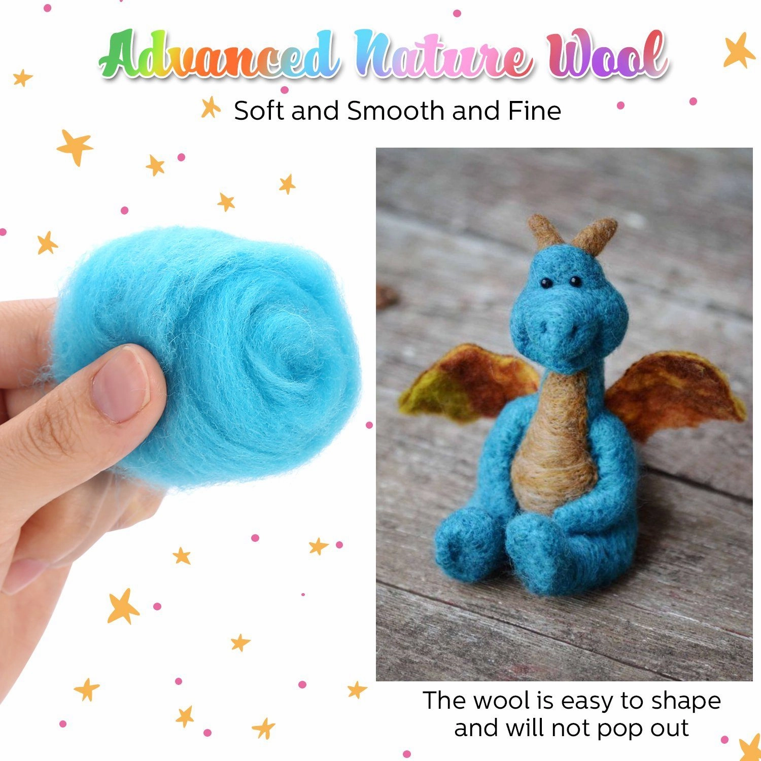 Needle Felting Kit with 24 Colors Wool