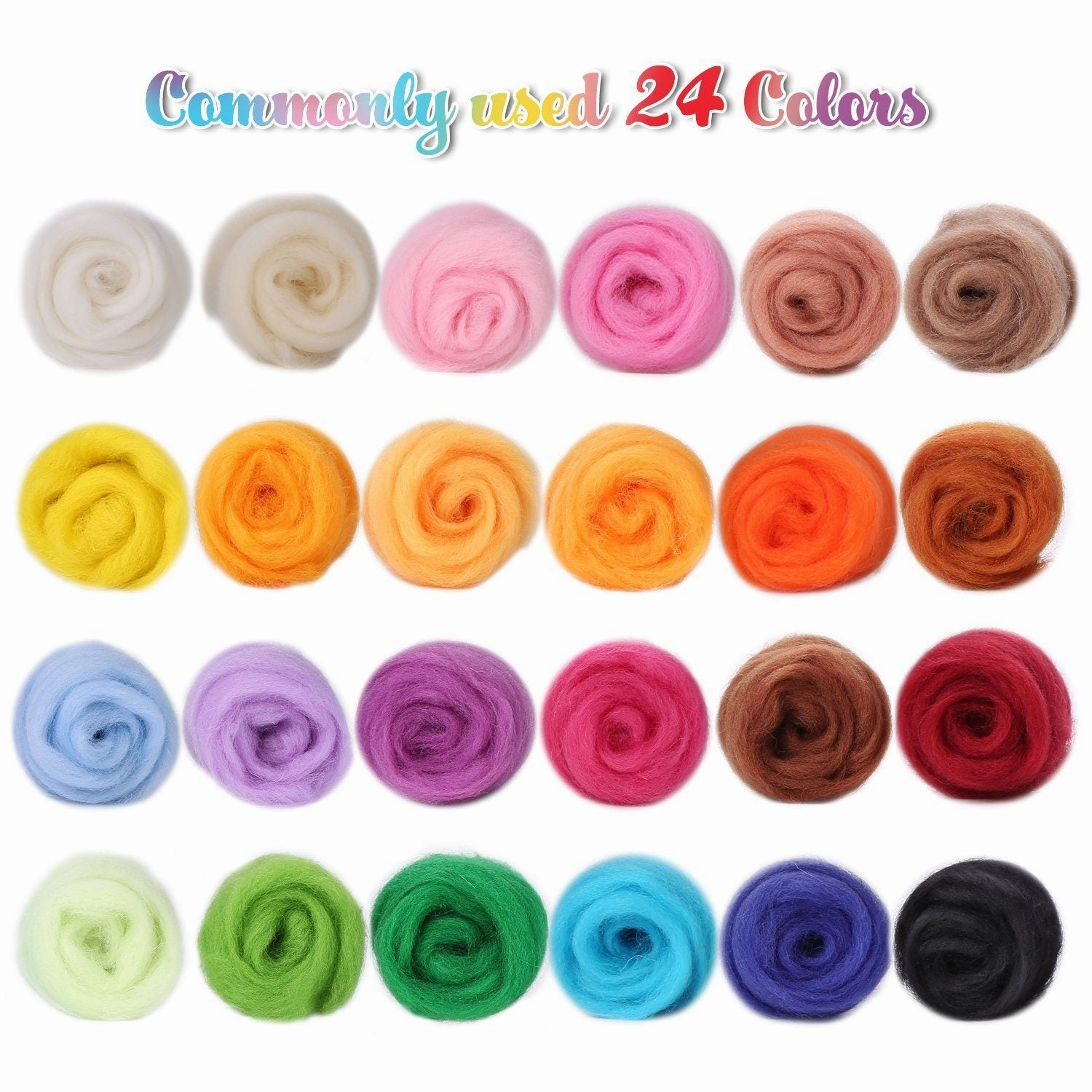 Needle Felting Kit with 24 Colors Wool