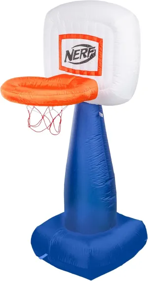 NERF AirHoop Kids Inflatable Basketball Hoop Set - Instant Blow Up Youth Mini Hoop   Foam Basketball - Plug in Inflation in 10 Seconds - 4.5' Feet Kids Toy Basket   5" Inch Mini Ball