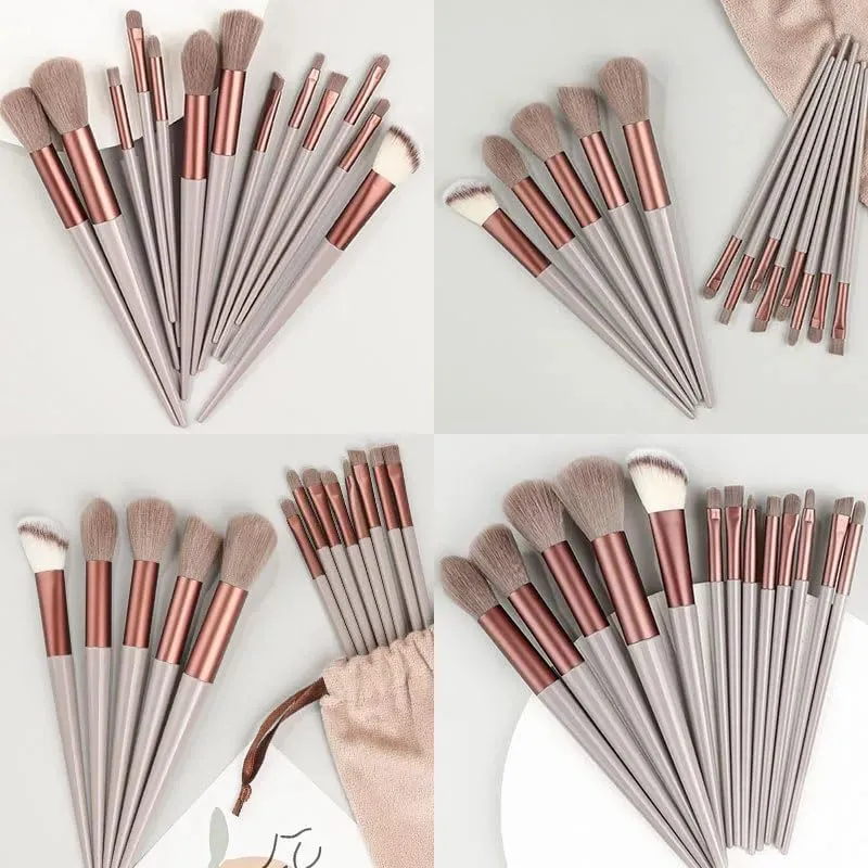 New 13PCS Makeup Brushes Set Soft Fluffy Cosmetics Foundation Blush Eyeshadow Kabuki Blending Makeup Brush Beauty Tools Kit (Green)