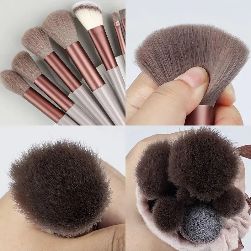New 13PCS Makeup Brushes Set Soft Fluffy Cosmetics Foundation Blush Eyeshadow Kabuki Blending Makeup Brush Beauty Tools Kit (Green)