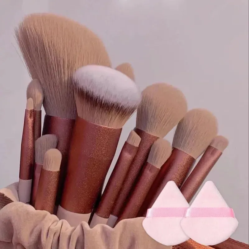 New 13PCS Makeup Brushes Set Soft Fluffy Cosmetics Foundation Blush Eyeshadow Kabuki Blending Makeup Brush Beauty Tools Kit (Green)