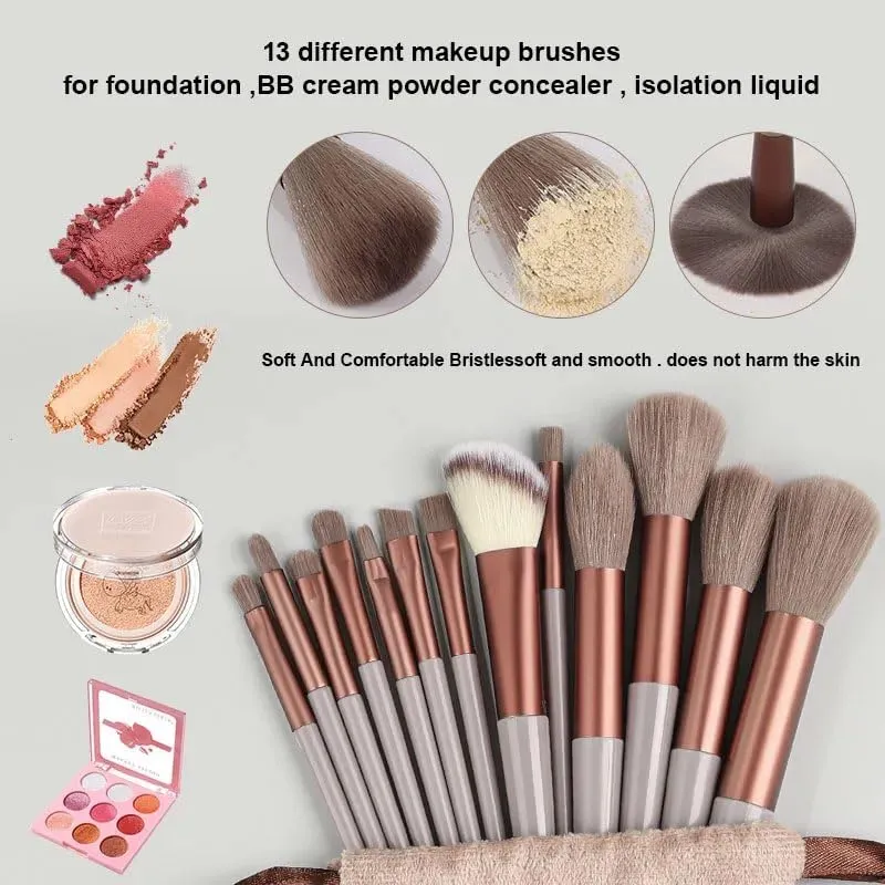 New 13PCS Makeup Brushes Set Soft Fluffy Cosmetics Foundation Blush Eyeshadow Kabuki Blending Makeup Brush Beauty Tools Kit (Green)