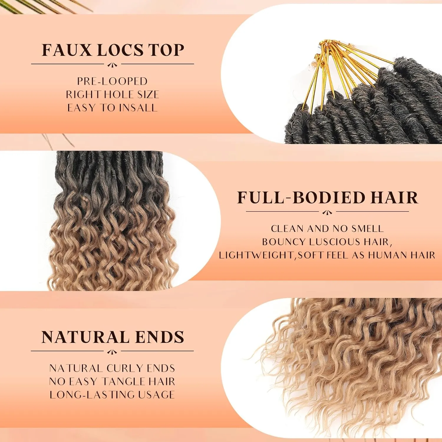 New Goddess Locs Crochet Hair for Black Women - 8 Packs 18 Inch 1B/27 Color Faux Locs with Deep Wave Curly Ends | Soft Synthetic Pre-Looped Loose Wavy Braids | Lightweight & Natural Look (18",T27#)