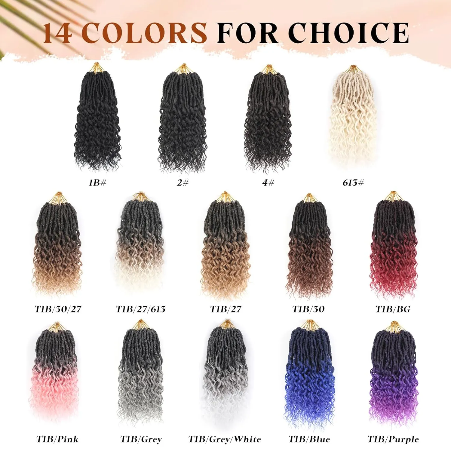 New Goddess Locs Crochet Hair for Black Women - 8 Packs 18 Inch 1B/27 Color Faux Locs with Deep Wave Curly Ends | Soft Synthetic Pre-Looped Loose Wavy Braids | Lightweight & Natural Look (18",T27#)
