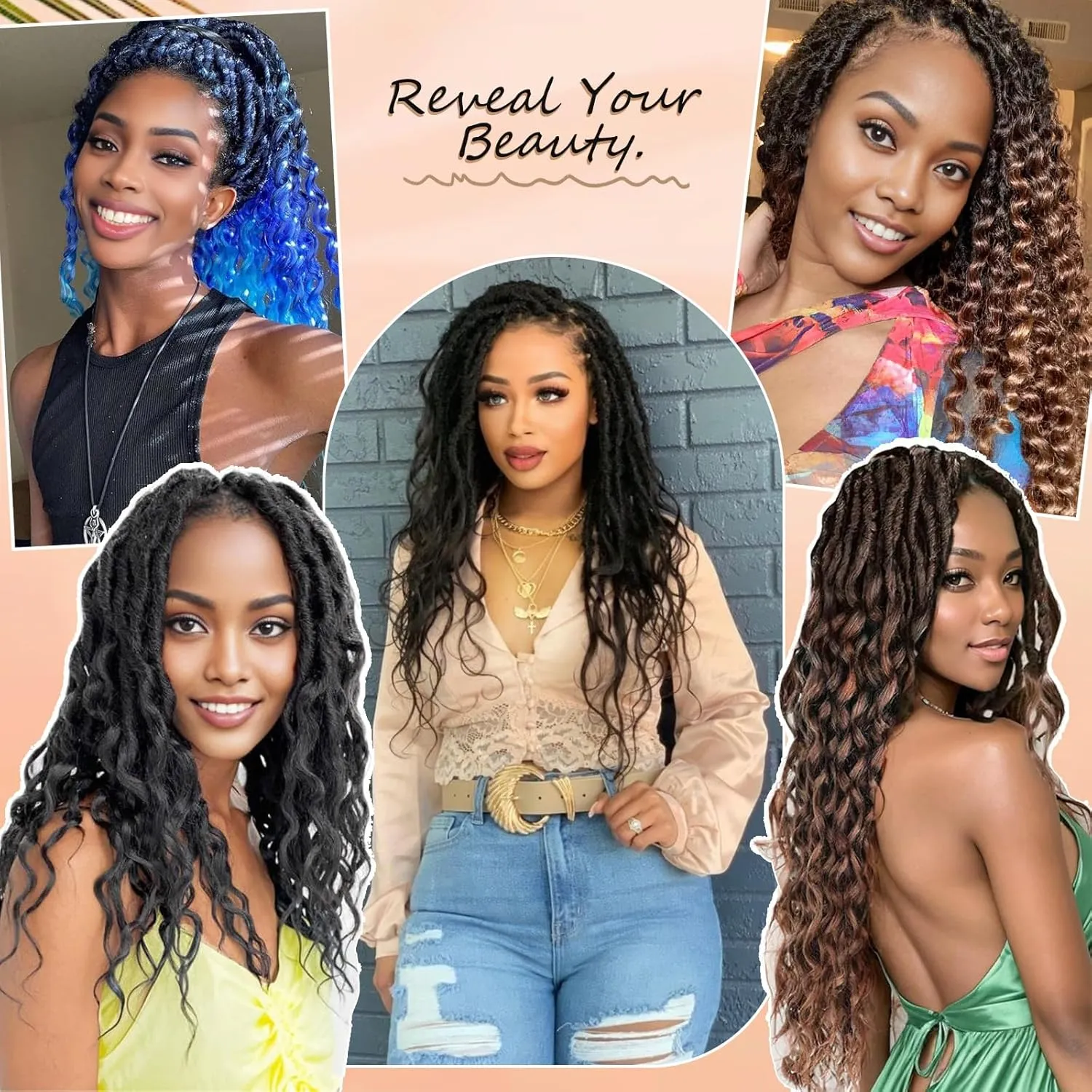 New Goddess Locs Crochet Hair for Black Women - 8 Packs 18 Inch 1B/27 Color Faux Locs with Deep Wave Curly Ends | Soft Synthetic Pre-Looped Loose Wavy Braids | Lightweight & Natural Look (18",T27#)