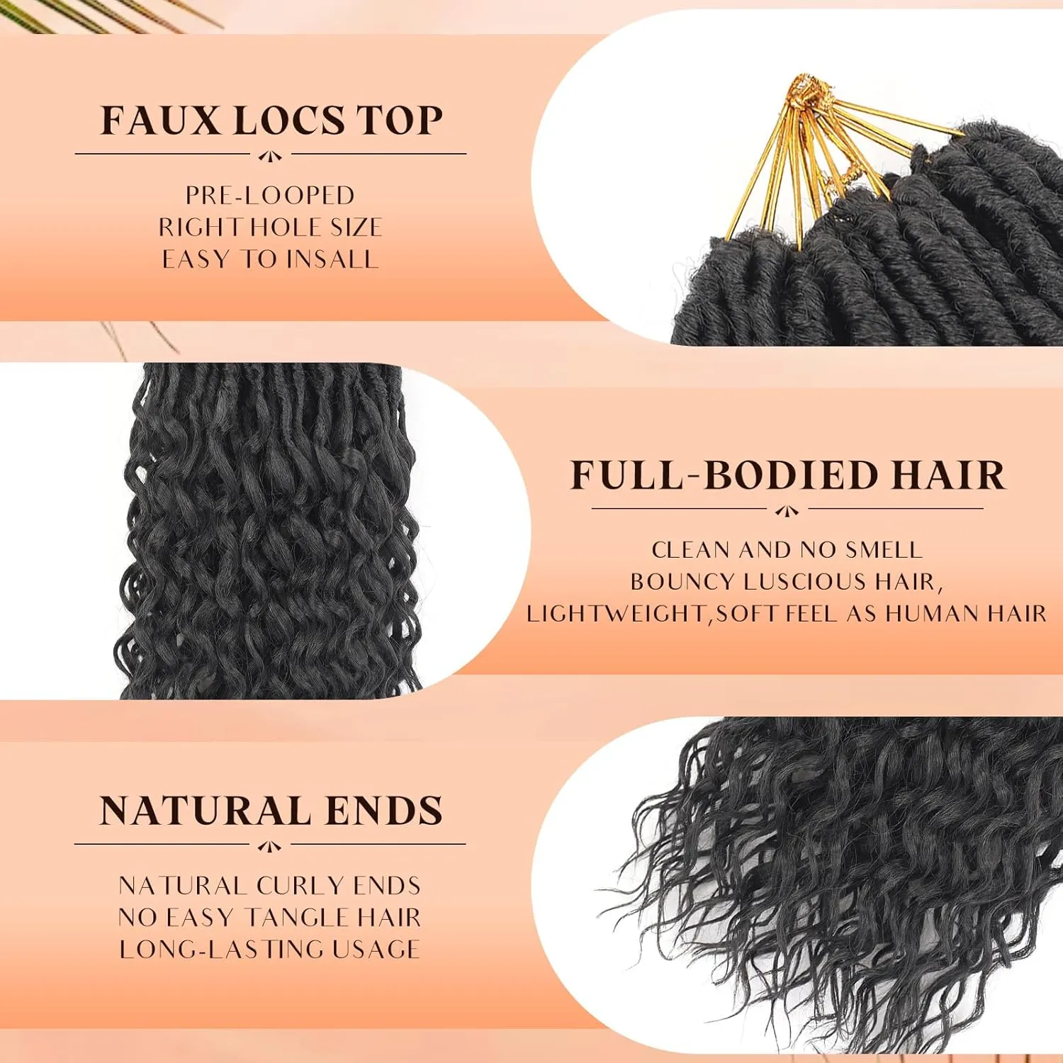 New Goddess Locs Crochet Hair for Black Women 8 Packs 18 Inch 2# Color Faux Locs Crochet Hair With Deep Wave Curly Ends Soft Synthetic Pre Looped Loose Wavy Crochet Braids,Lightweight(18",2#)