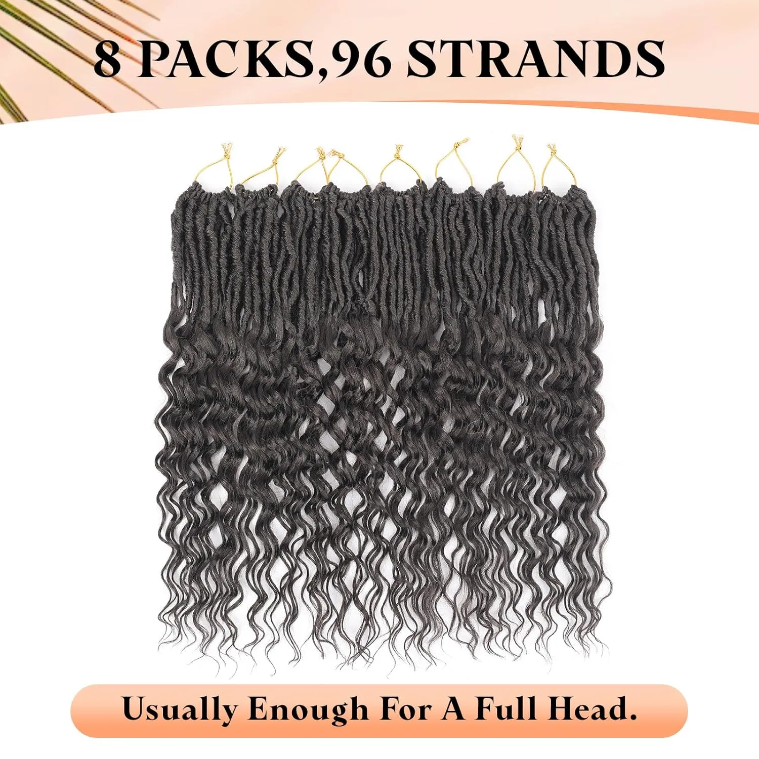New Goddess Locs Crochet Hair for Black Women 8 Packs 18 Inch 4# Color Faux Locs Crochet Hair With Deep Wave Curly Ends Synthetic Pre Looped Loose Wavy Crochet Braids,Lightweigh(18",4#)