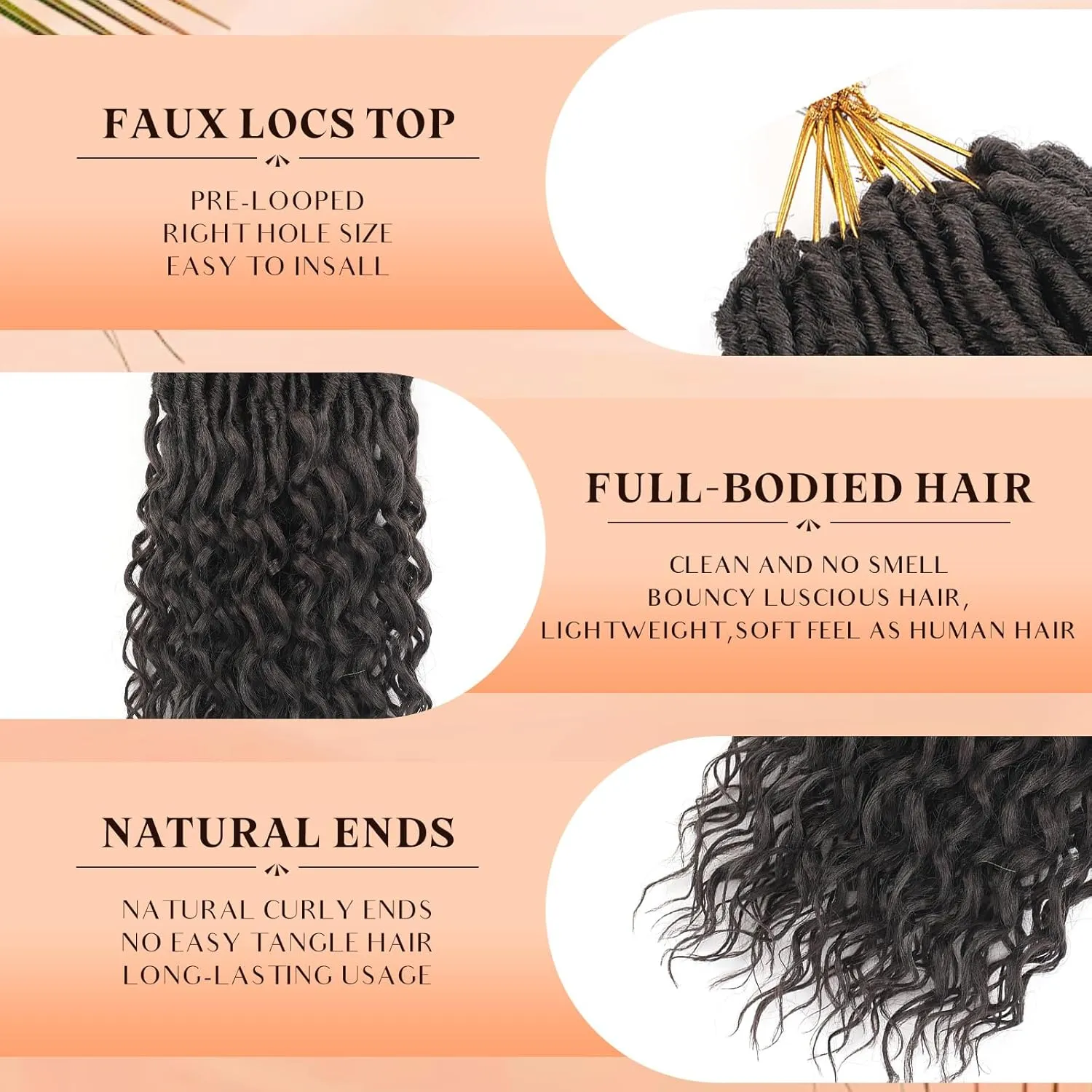 New Goddess Locs Crochet Hair for Black Women 8 Packs 18 Inch 4# Color Faux Locs Crochet Hair With Deep Wave Curly Ends Synthetic Pre Looped Loose Wavy Crochet Braids,Lightweigh(18",4#)