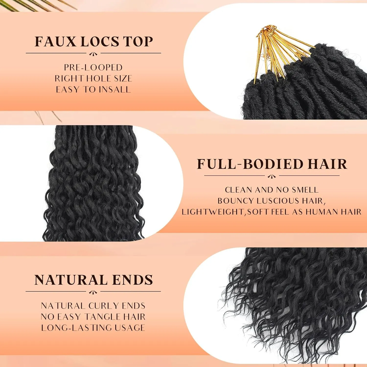 New Goddess Locs Crochet Hair for Black Women - 8 Packs 18 Inch Faux Locs Crochet Hair with Deep Wave Curly Ends | Soft Synthetic Pre-Looped Loose Wavy Braids | Lightweight & Natural Look (18",1B#)