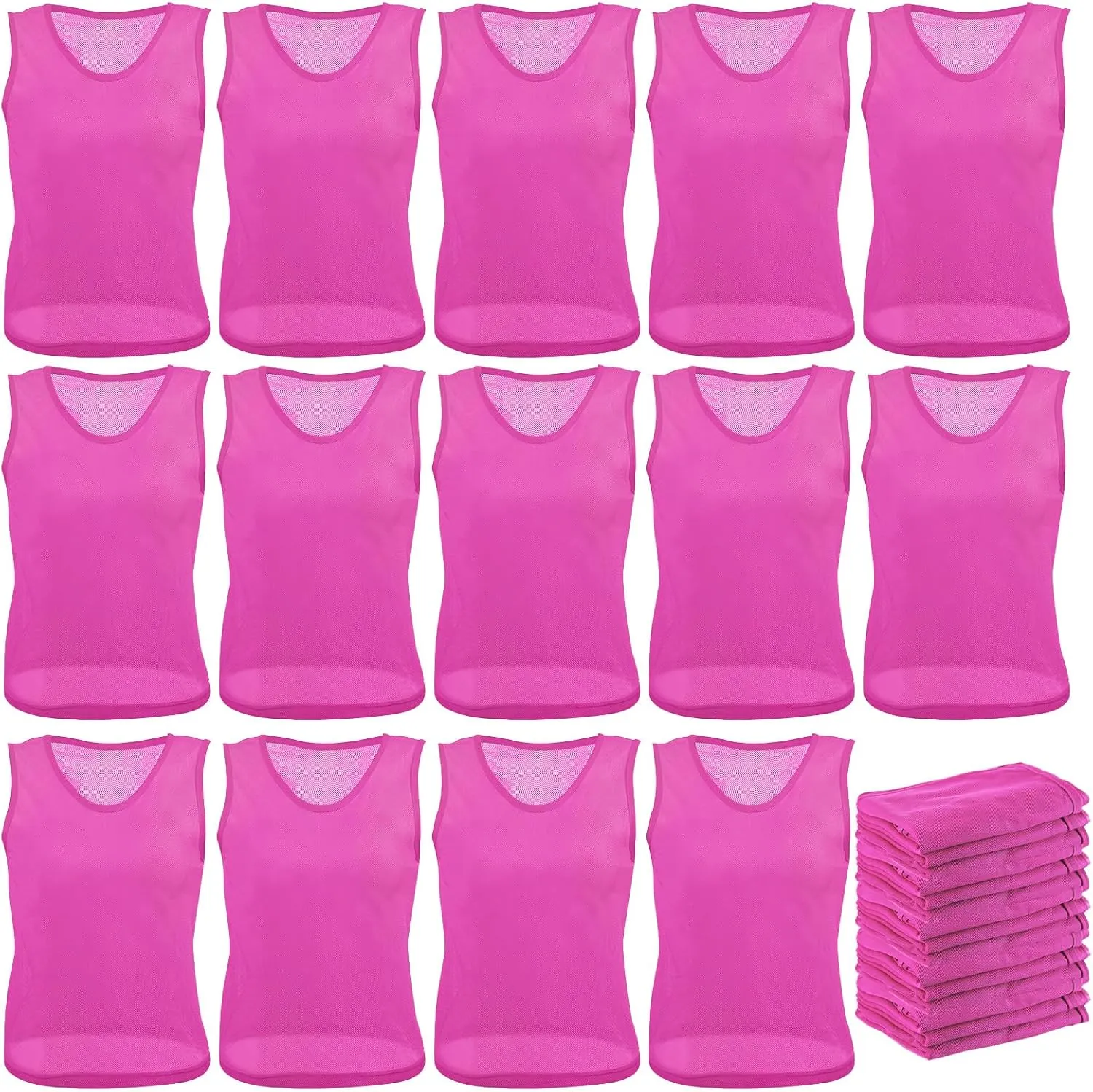 Newcotte 24 Pcs Pinnies Scrimmage Vests Team Practice Jersey Nylon Mesh Pennies for Soccer Basketball Sports