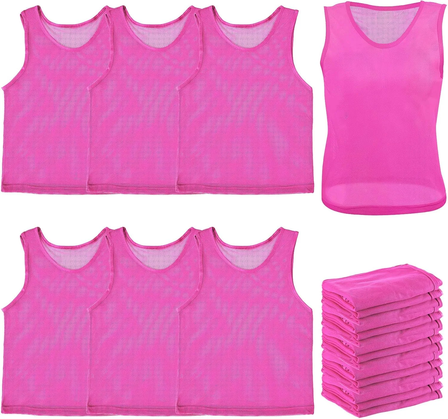 Newcotte 24 Pcs Pinnies Scrimmage Vests Team Practice Jersey Nylon Mesh Pennies for Soccer Basketball Sports