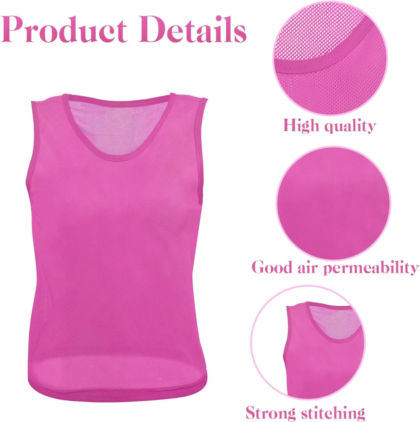 Newcotte 24 Pcs Pinnies Scrimmage Vests Team Practice Jersey Nylon Mesh Pennies for Soccer Basketball Sports