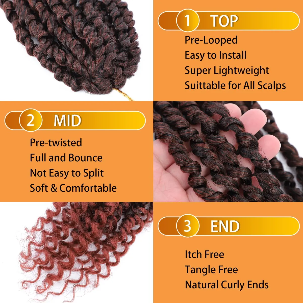 Nice One Passion Twist Hair - 8 Packs 14 Inch Pretwisted Passion Twist Crochet Hair For Women, Pre-Looped Passion Twists Braiding Synthetic Hair Extensions (14 Inch(Pack of 8), T350)