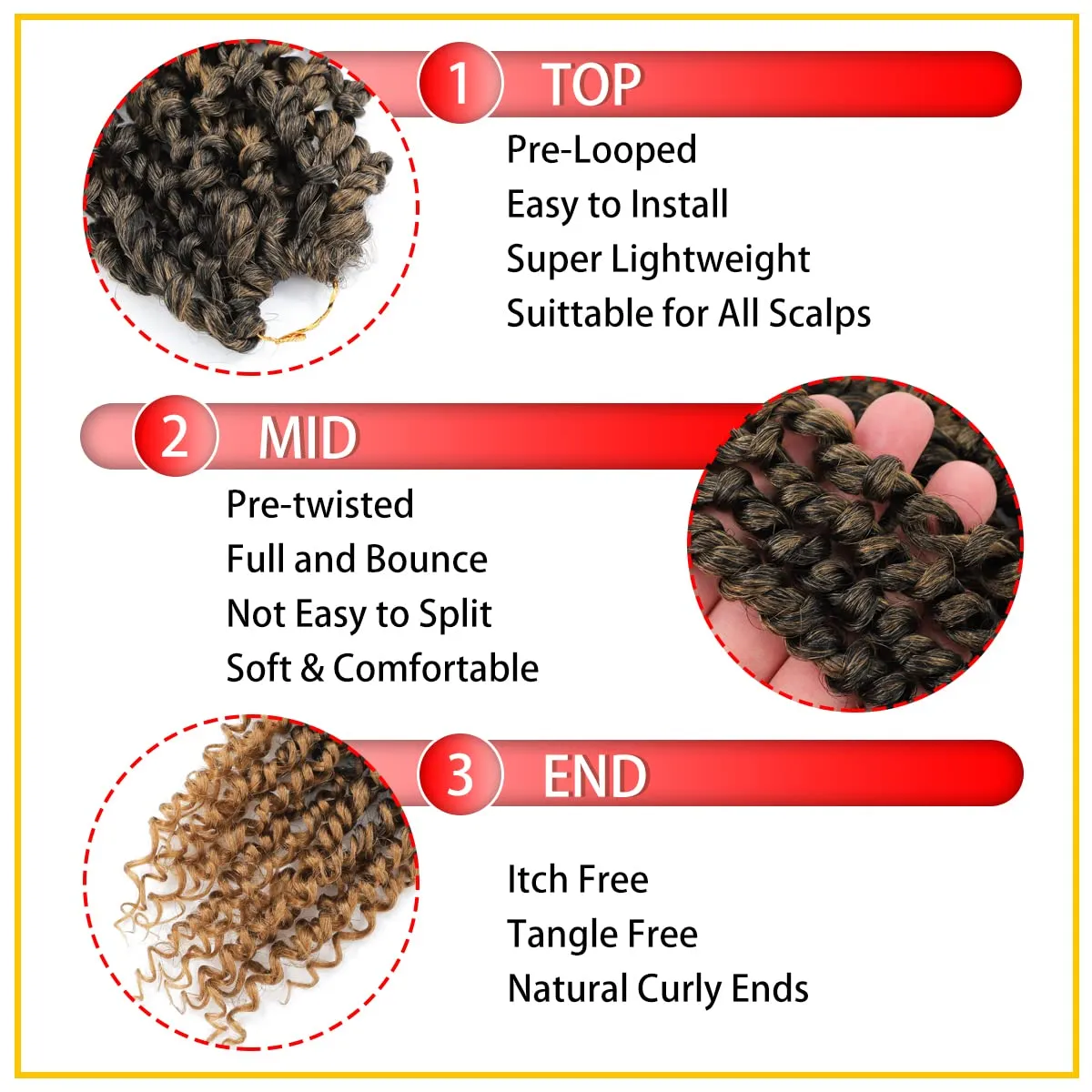 Nice One Pre-Twisted Passion Twist Hair 14 Inch, 112 Strands Short Passion Twist Crochet Hair for Women 8 Packs Ombre Gold Pre-Looped Passion Twists Braiding Synthetic Hair Extensions (14inch,T27#)