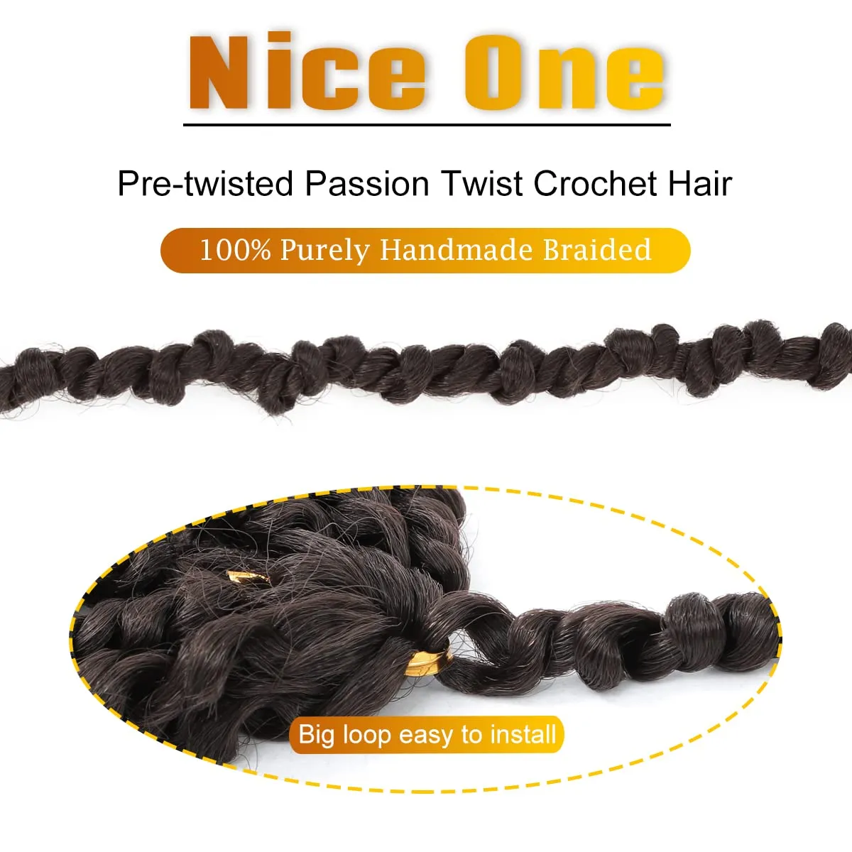 Nice One Pre-Twisted Passion Twist Hair 14 Inch, Short Passion Twist Crochet Hair for Women 8 Packs Light Brown Pre-Looped Passion Twists Braiding Synthetic Hair Extensions (14inch,4#)