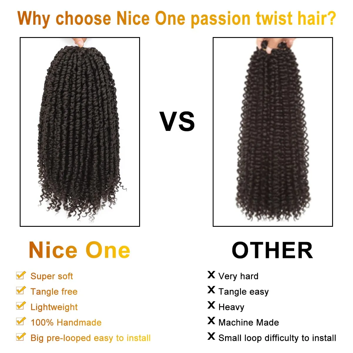 Nice One Pre-Twisted Passion Twist Hair 14 Inch, Short Passion Twist Crochet Hair for Women 8 Packs Light Brown Pre-Looped Passion Twists Braiding Synthetic Hair Extensions (14inch,4#)