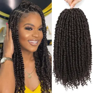 Nice One Pre-Twisted Passion Twist Hair 14 Inch, Short Passion Twist Crochet Hair for Women 8 Packs Light Brown Pre-Looped Passion Twists Braiding Synthetic Hair Extensions (14inch,4#)