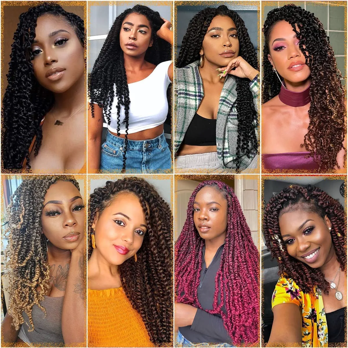 Nice One Pre-Twisted Passion Twist Hair 14 Inch, Short Passion Twist Crochet Hair for Women 8 Packs Natural Black Pre-Looped Passion Twists Braiding Synthetic Hair Extensions (14inch,1B#)