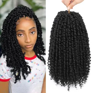 Nice One Pre-Twisted Passion Twist Hair 14 Inch, Short Passion Twist Crochet Hair for Women 8 Packs Natural Black Pre-Looped Passion Twists Braiding Synthetic Hair Extensions (14inch,1B#)
