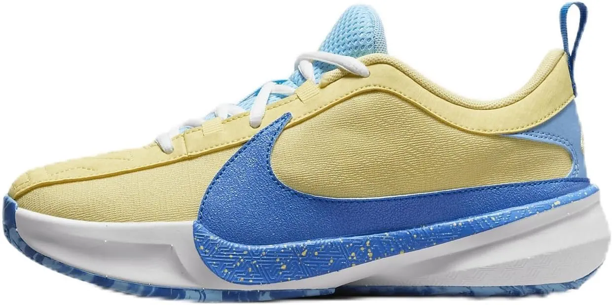 Nike Giannis Freak 5 Big Kids' Basketball Shoes (DZ4486-400, Photo Blue/Soft Yellow/White/Light Laser Orange) Size 4
