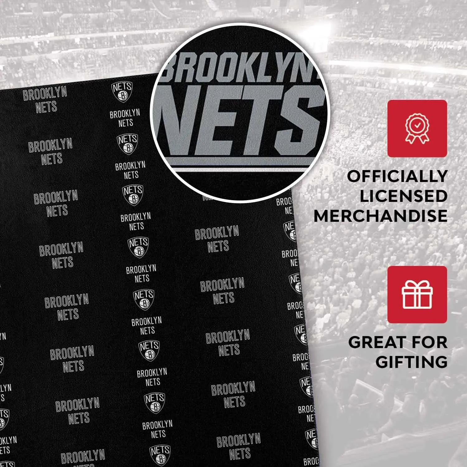 NORTHWEST NBA Double Sided Blanket - 100% Soft Polyester - Double Sided - Cloud Heavyweight - Embrace NBA Spirit & Stay Warm (Brooklyn Nets - Black)