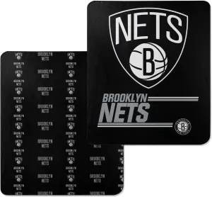 NORTHWEST NBA Double Sided Blanket - 100% Soft Polyester - Double Sided - Cloud Heavyweight - Embrace NBA Spirit & Stay Warm (Brooklyn Nets - Black)