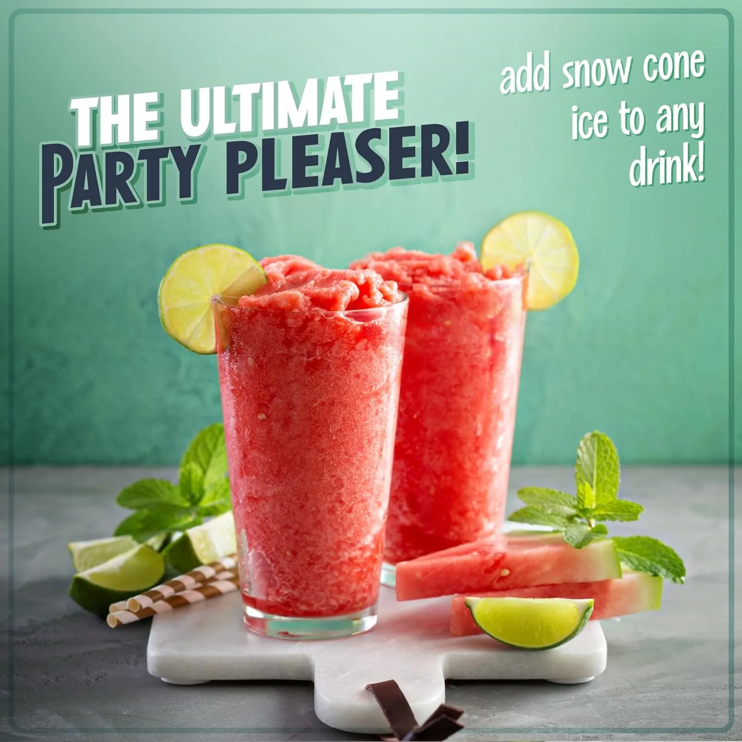 Nostalgia Snow Cone Shaved Ice Machine - Retro Table-Top Slushie Machine Makes 20 Icy Treats - Includes 2 Reusable Plastic Cups & Ice Scoop - Aqua