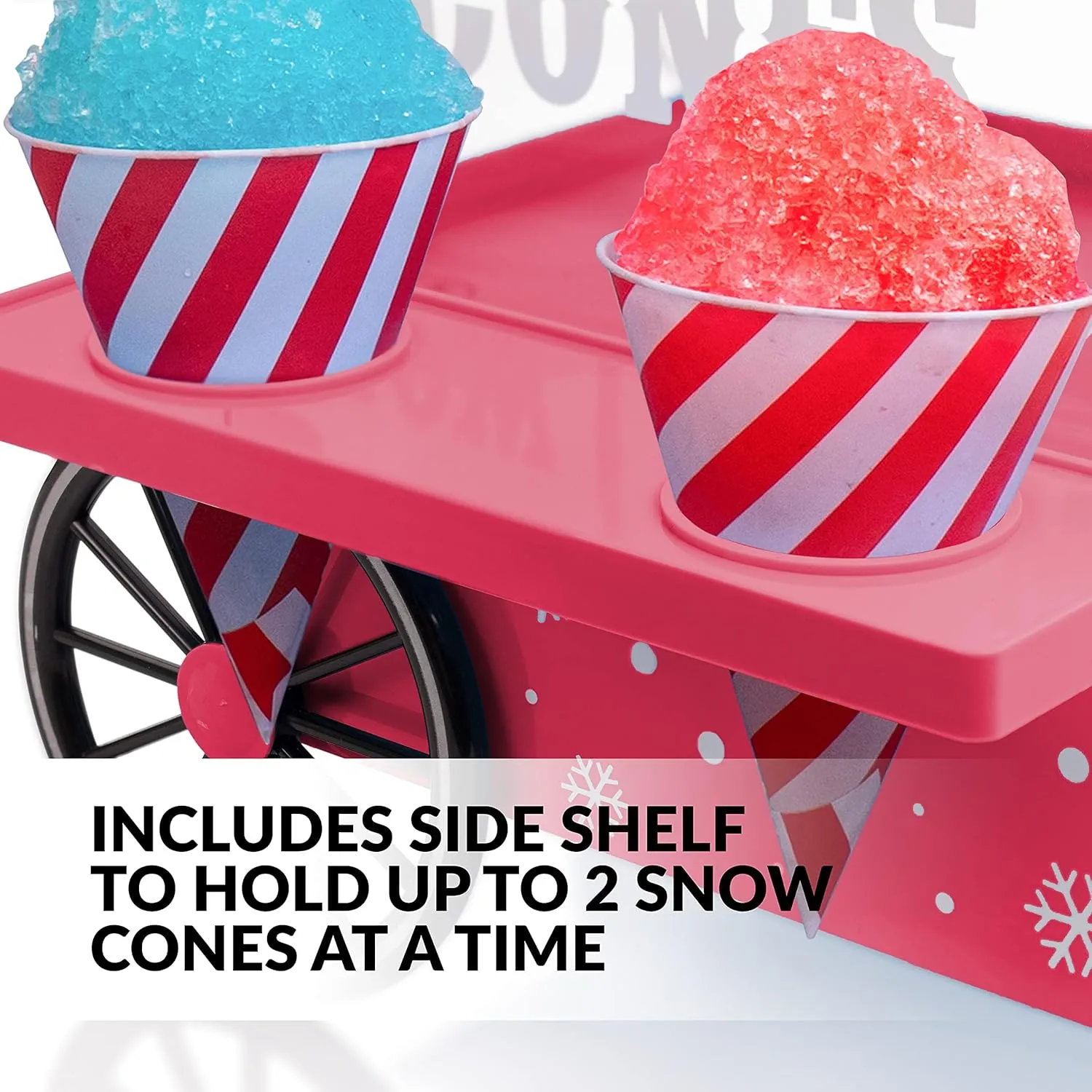Nostalgia Vintage Countertop Snow Cone Machine - Slushie Machine - Shaved Ice Machine and Crushed Ice Maker - Makes 20 Icy Treats, Includes 2 Reusable Plastic Cups & Ice Scoop – Red