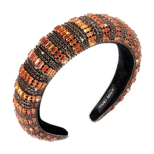 NVENF Crystal Rhinestone Padded Headbands for Women Beaded Crystal Embellished Hairband Wide Bejewelled Velvet Headband Hair Accessory or Girls Holiday Party Prom Gifts (Halloween 2)