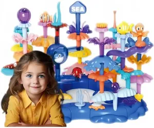 Ocean Underwater World Coral Toy, Large Ocean Blocks for Age 3-6, Coral Garden Building, Realistic Sea Animal Toys STEM Toy for Toddler Activities Ages 3 4 5 6 Easter Birthday Gifts (76PCS)