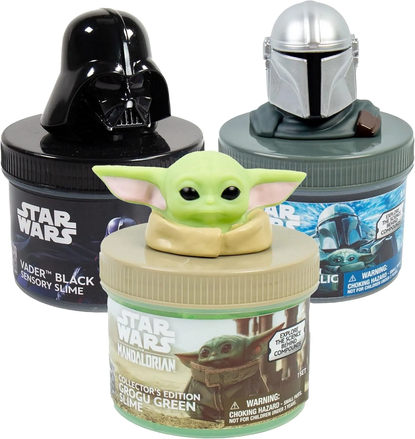 Official STAR WARS Slime, 3-Pack Galaxy Slime Kit, Includes Darth Vader, The Mandalorian, Grogu, Perfect for Goodie Bags, Desk Toys, Star Wars Merch, Star Wars Toys, Bulk Party Favors for Kids 8-12