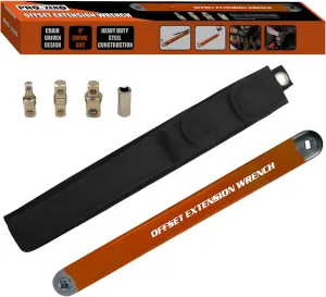 Offset Extension Wrench, Zero Degree Ratchet Extension Set Includes 1/2", 1/4" & 3/8" Drive Adapters, Ideal Universal Ratchet Extensions for Tight Spaces (Orange)
